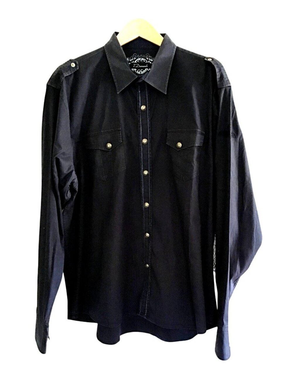 7 DIAMONDS- MENS BLUE BUTTON-DOWN 95% COTTON LONG SLEEVE SHIRT SIZE XXX-LARGE